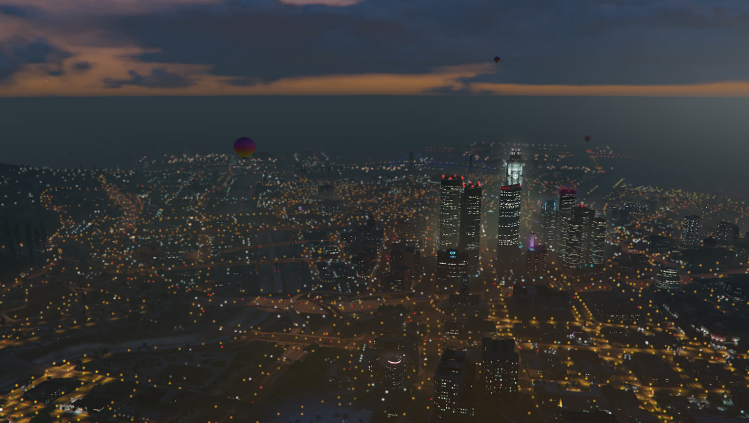 Los Santos di notte vista dall'alto
